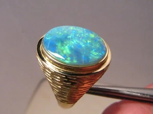 Large  Men's Opal Ring -- 13 grams of solid 14k Yellow Gold - Picture 1 of 9