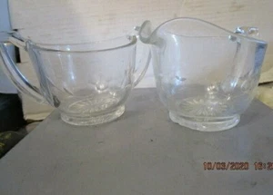 Vintage Etched Clear Glass Cream and Sugar Set b306 - Imagen 1 de 10
