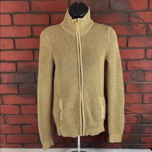 L-RL Lauren Ralph Lauren Woman's Small Gold Zipper Sweater - Picture 1 of 7