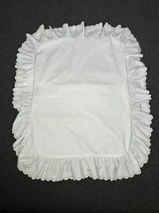 Ralph Lauren White Eyelet Ruffle Pillow Sham Cotton 19x24.5 French Country Chic - Picture 1 of 8