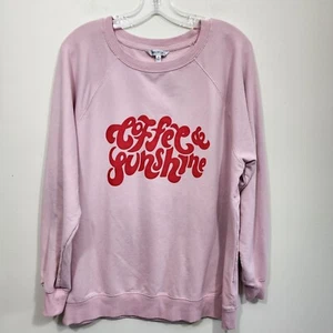 Wildfox Coffee & Sunshine velvet graphic front crewneck sweatshirt woman size M - Picture 1 of 8