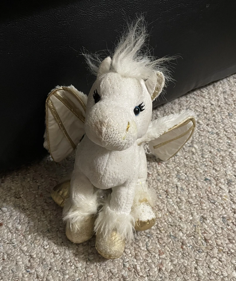 Ganz Webkinz Golden Pegasus 9” Plush Pony White With Wings No Code Retired - Image 1 of 4