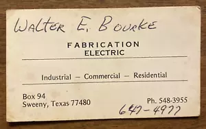 Vintage 1970s Fabrication Electric Advertising Business Card Sweeney Texas P1H - Imagen 1 de 9
