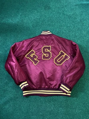 Vtg FSU Florida State Seminole Gem Sportswear Satin Bomber Jacket Large USA NCAA - Image 1 of 4