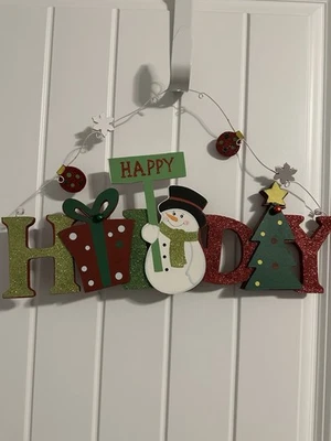 Placa de muñeco de nieve Happy Holiday de 16 pulgadas de ancho Foto 1 de 3