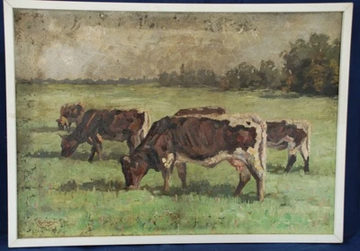 H ö r b u r g e r, Catherine; weidende Kuhherde; Originalölgemälde; - Bild 1 von 4