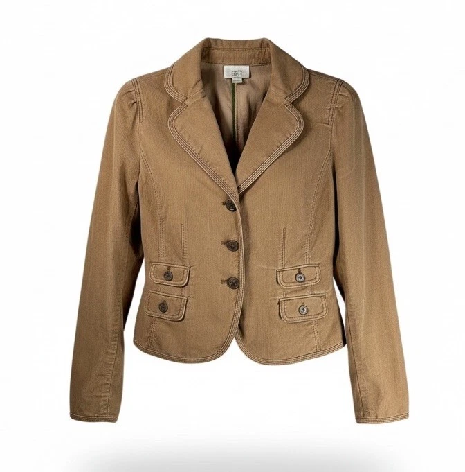 Chaqueta Blazer Preppy Ann Taylor LOFT Tostada Pana Informal Otoño Clásica Y2K 10 Foto 1 de 4