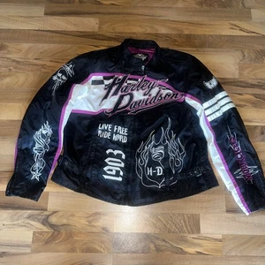 Harley Davidson Live Free Ride Hard Pussycat Motorcycle Jacket Women's 1W Size - Picture 1 of 14