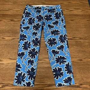 Womens Pants-J.CREW S 6 blue/navy blue/white floral stretch cropped Summer - Picture 1 of 5