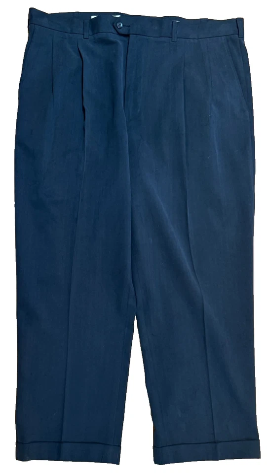 Calça social masculina John W. Nordstrom 42x30 preta plissada algemada perna reta - Imagem 1 de 4
