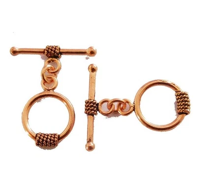 3 PCS 16X27MM SOLID COPPER BALI TOGGLE CLASP ANTIQUE COPPER 405 ATL-41 - Image 1 of 3