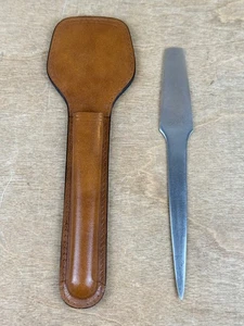 Vintage Mid Century AS Japan Edelstahl Brieföffner Germany Lederetui - Bild 1 von 15