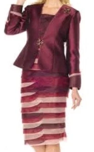 MOSHITA COUTURE 3 Piezas Rosa y Borgoña Volantes Joyas Cuentas Botón Talla 18W  - Imagen 1 de 18