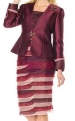 MOSHITA COUTURE 3 Piezas Rosa y Borgoña Volantes Joyas Cuentas Botón Talla 18W  Foto 1 de 4