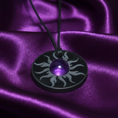 Shungite Pendant Amethyst Natural Gemstones EMF Protection Grounding Healing - Image 1 of 4