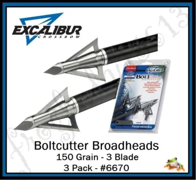 EXCALIBUR 150Gr 3 Blade Boltcutter Crossbow Broadheads 3 Pack #6670 Auth Dealer - Image 1 of 4