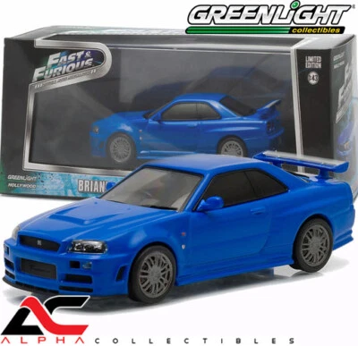 GREENLIGHT 86219 1:43 BRIAN'S 2002 NISSAN SKYLINE BLUE GT-R FAST FURIOUS 2009 - Image 1 of 2