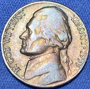 1953-D Jefferson Nickel Beautiful Brilliant Rainbow Toned Coin  #5 - Picture 1 of 8