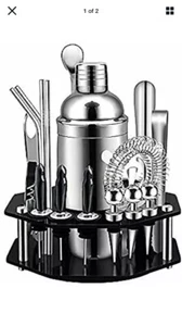 X-Cosrack 18 Piece Bar Tender Stainless Steel Set with Rotating Display Stand - Picture 1 of 2