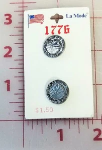 Vintage LA MODE Silver Color Metal One Dollar Indian Head Buttons 3/4" #45602 - Picture 1 of 1
