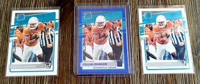 Collin Johnson 2020 Donruss Panini Rated Rookie Blue Press Proof & 2 Base Cards - Image 1 of 2