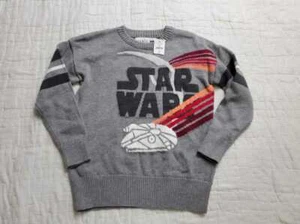 NEW BOYS XS S M XL XXL GAP KIDS STAR WARS MILLENNIUM FALCON INTARSIA SWEATER - Picture 1 of 8