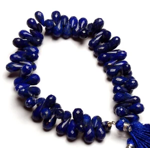Natural Lapis Lazuli Gems 9x6 to 10x7 mm Size Faceted Teardrop Beads 9" Strand - Picture 1 of 6