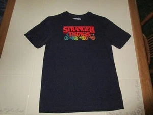 Stranger Things Kids Top Shirt Size XXL 18 Netflix TV Show Navy Blue Logo - Picture 1 of 4