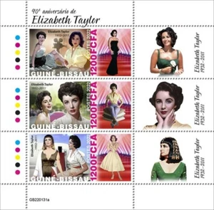 Guinea-Bissau - Actriz 2022 Elizabeth Taylor - Hoja de 3 estampillas - GB220131a - Imagen 1 de 1