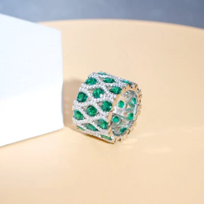 Top White Gold Plated X Shape Round Red CZ Geometric Ring for Women Wedding Band - Image 1 of 4