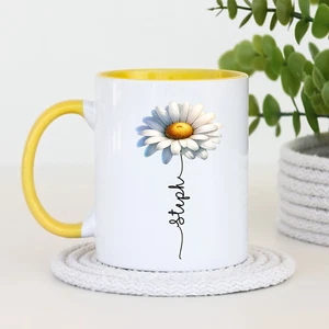 Personalised Daisy Mug, Birthday Gift For Her, Wildflower Mug, Flower Gifts - Picture 1 of 4