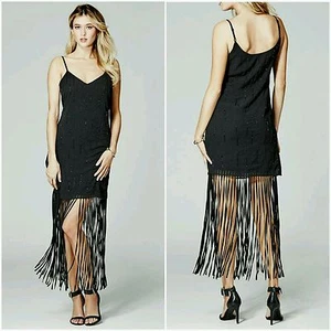 Nuevo Vestido Guess by Marciano Negro Inspiración Bohemia Con Flecos Con Cuentas Talla S - Imagen 1 de 5