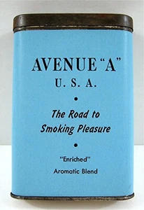 Vintage Avenue "A" USA Papieretikett Tasche Tabakdose Rainey Young Galesburg IL - Bild 1 von 3