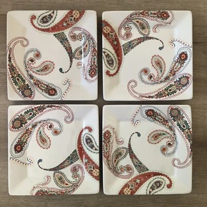 Tabletops Gallery "Multi Paisley" Dinner Plates 10 1/2" . Set 4 - Picture 1 of 7