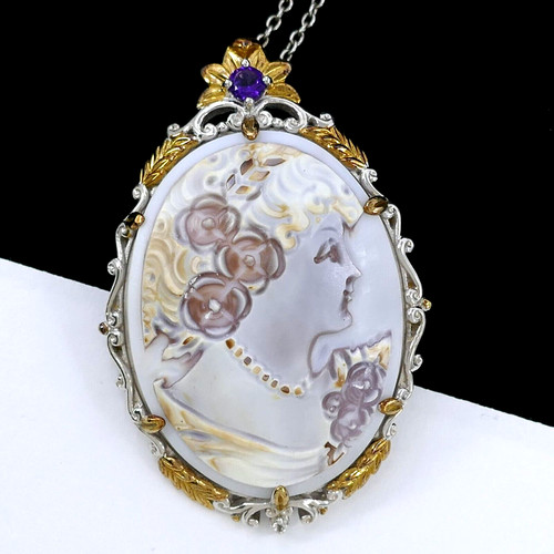 MICHAEL KORS COLLANA ARGENTO STERLING GEMS EN VOGUE MICHAEL VALITUTTI CAMMEO CONCHIGLIA DI TIGRE