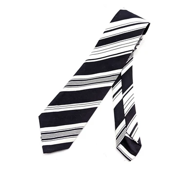 1970-е широкий галстук эпохи диско черно-белый смелый полосатый мужской винтажный галстук - Изображение 1 из 4