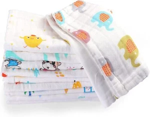 10 Pack Soft Absorbent Muslin Baby Burp Cloths Animal Pattern 10 x 20 Inches - Picture 1 of 7