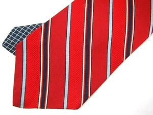 Tommy Hilfiger Herren Krawatte Krawatte rot blau gestreift zweifarbig Seide 56" kurz - Bild 1 von 3