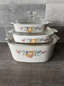 Vintage CorningWare Abundance Casserole Dish W/ Lid 10”X4” / 8X2.5”/7X2” (6pcs) - Picture 1 of 9
