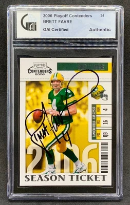 2006 Playoff Contenders BRETT FAVRE Season Ticket Auto GAI Certified Authentic - Image 1 of 2