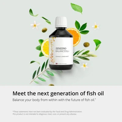 1 X 300 ml, Zinzino Balance oil / Omega 3*,D3, Polyphenols, Lemon-Mint-Orange