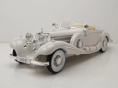 Mercedes 500 K Specialroadster Maharadscha 1936 Bianco Modellino 1:18 Maisto - Immagine 1 di 4