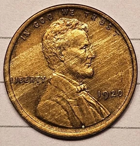 1920 P Lincoln Wheat Cent Woody XF/AU Wood Grain Penny Improper Alloy Mix Error - Picture 1 of 6