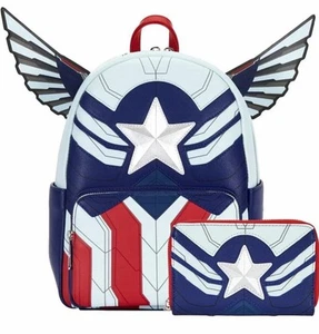 Zaino e portafoglio Loungefly Marvel Falcon Winter Soldier Capitan America - Foto 1 di 11