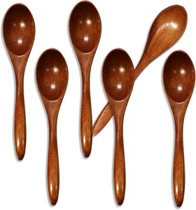 6 piezas cucharas pequeñas de madera 5,51 pulgadas cucharas de miel utensilios de madera para salsa de especias - Imagen 1 de 12
