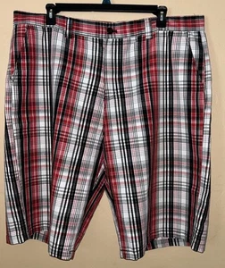 Y2K South Pole Shorts Mens 46 Red Black White Plaid Long Baggy Skater - Picture 1 of 10