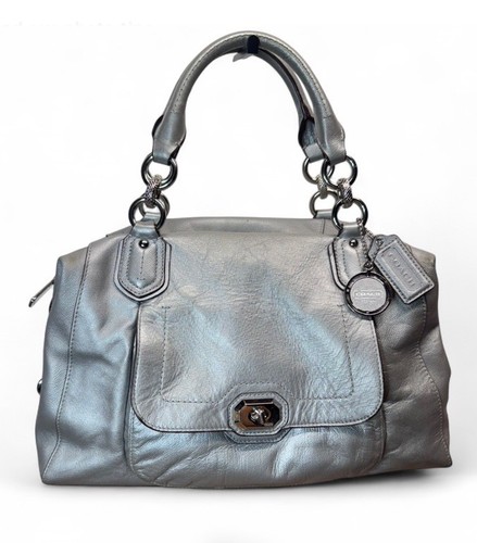 Borsa Coach Campbell Turnlock in pelle grande borsa a tracolla F25508 argento platino