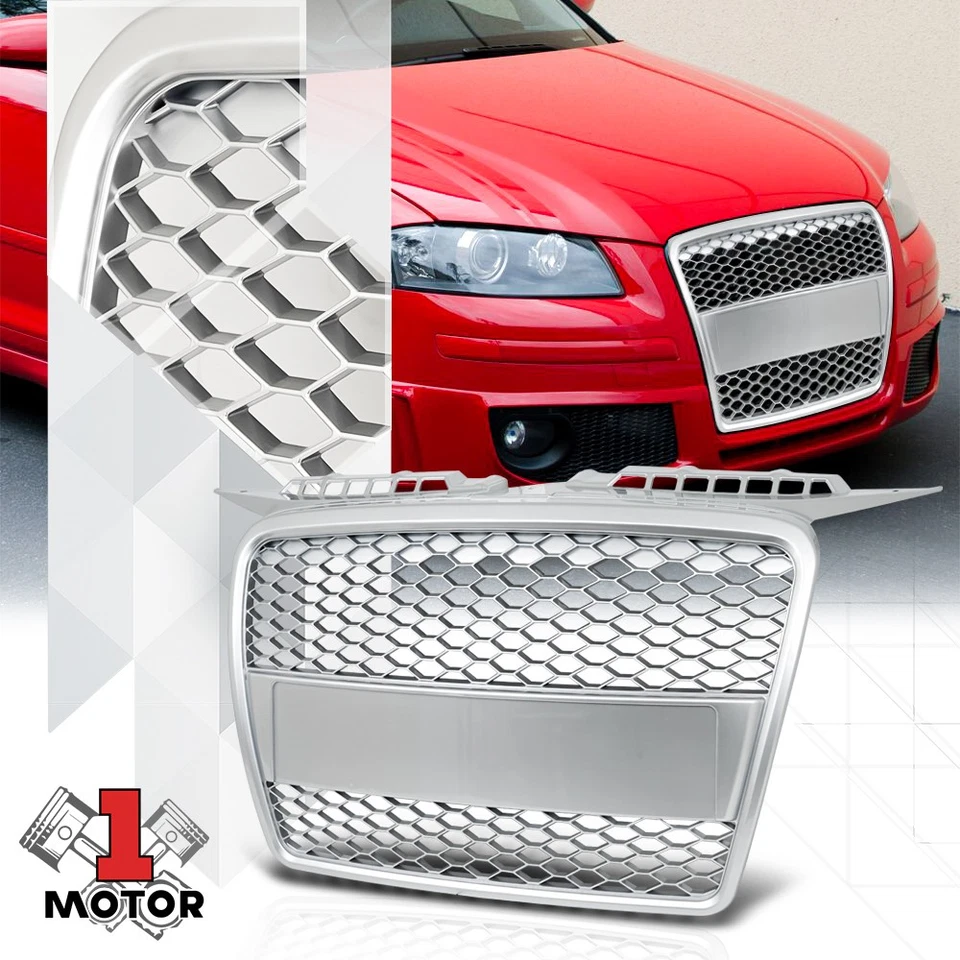 For 2006-2008 Audi A3/Quattro {HONEYCOMB MESH} Chrome Front Bumper Grille Grill - Image 1 of 1