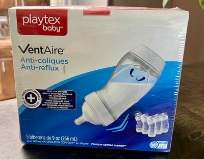 Playtex Baby 5 Pack 9oz VentAire Bottles Bubble Free Angled Naturalatch - Image 1 of 4