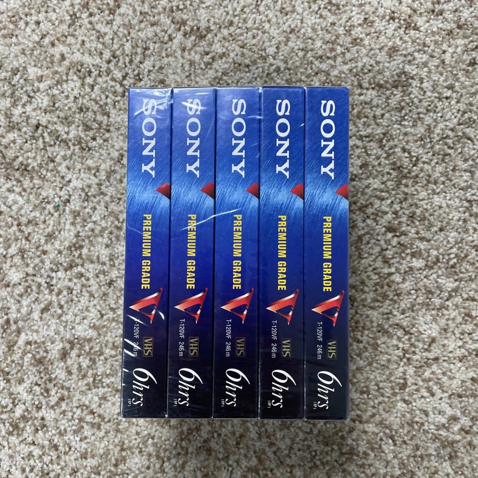 Sony T-120 премиум класса 6 часов пустые видеокассеты - 5 упаковки - совершенно новый - Изображение 1 из 4